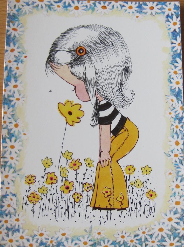 meisje ruikt aan bloem - nieuw, Verzamelen, Ansichtkaarten | Themakaarten, Verzenden, 1980 tot heden, Ongelopen, Kinderen