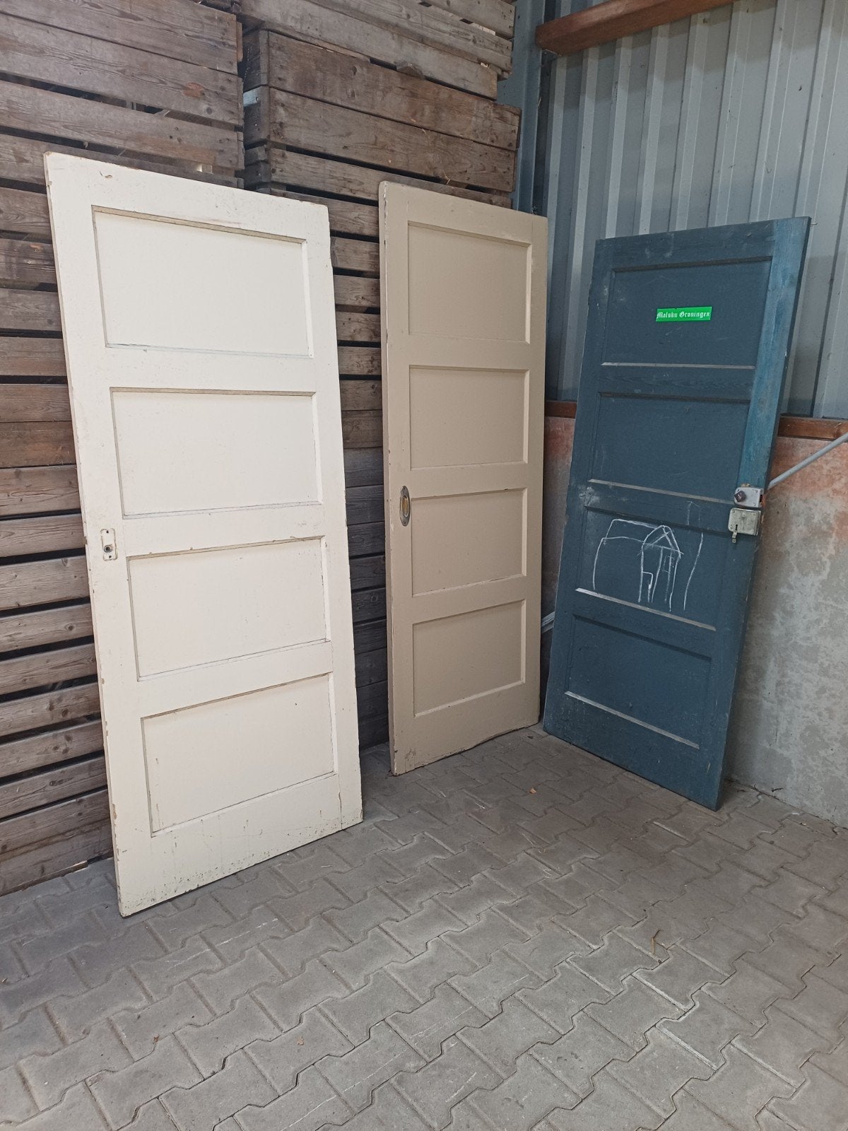 3 Paneeldeuren, Ophalen, Gebruikt, Binnendeur, 200 tot 215 cm
