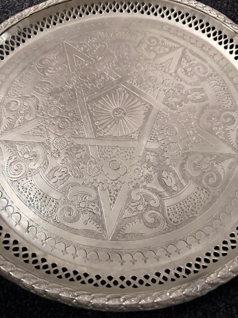 Schaal (dienblad) Marokko - doorsnede 42cm, Ophalen, Zo goed als nieuw, Rond, Metaal