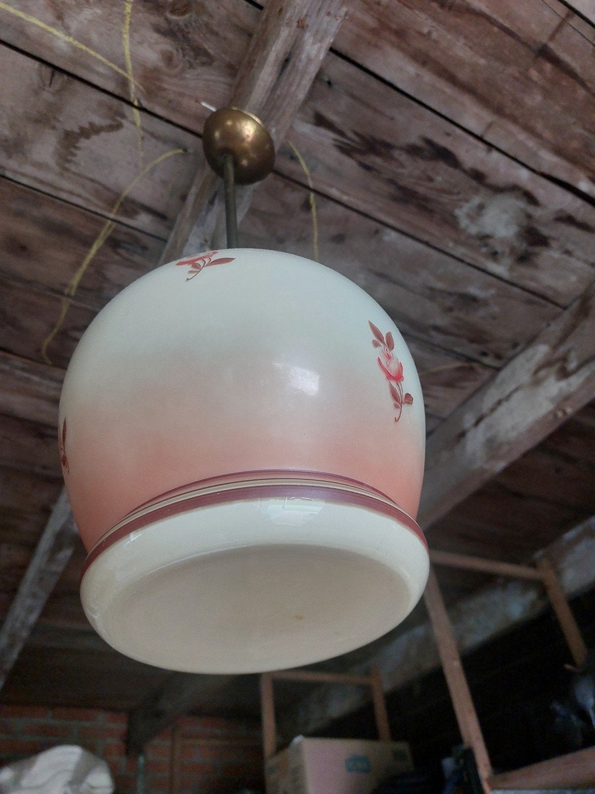 Vintage hanglamp met rozenmotief, Antiek en Kunst, Ophalen of Verzenden