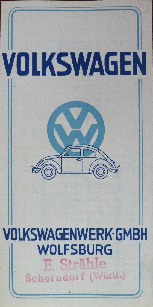 Folder VOLKSWAGEN Kever 1948 Bril Kever, Ophalen of Verzenden, Nieuw, Volkswagen