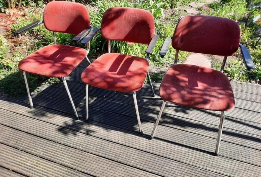 Buisframe stoeltjes,  met armleuning, Ophalen of Verzenden, Gebruikt, Twee
