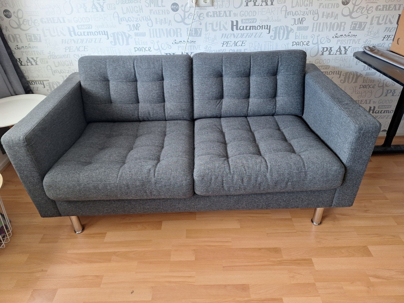 IKEA LANDSKRONA 2-zitsbank donkergrijs - nette staat., Huis en Inrichting, Banken | Bankstellen, Ophalen, Gebruikt, 150 tot 200 cm
