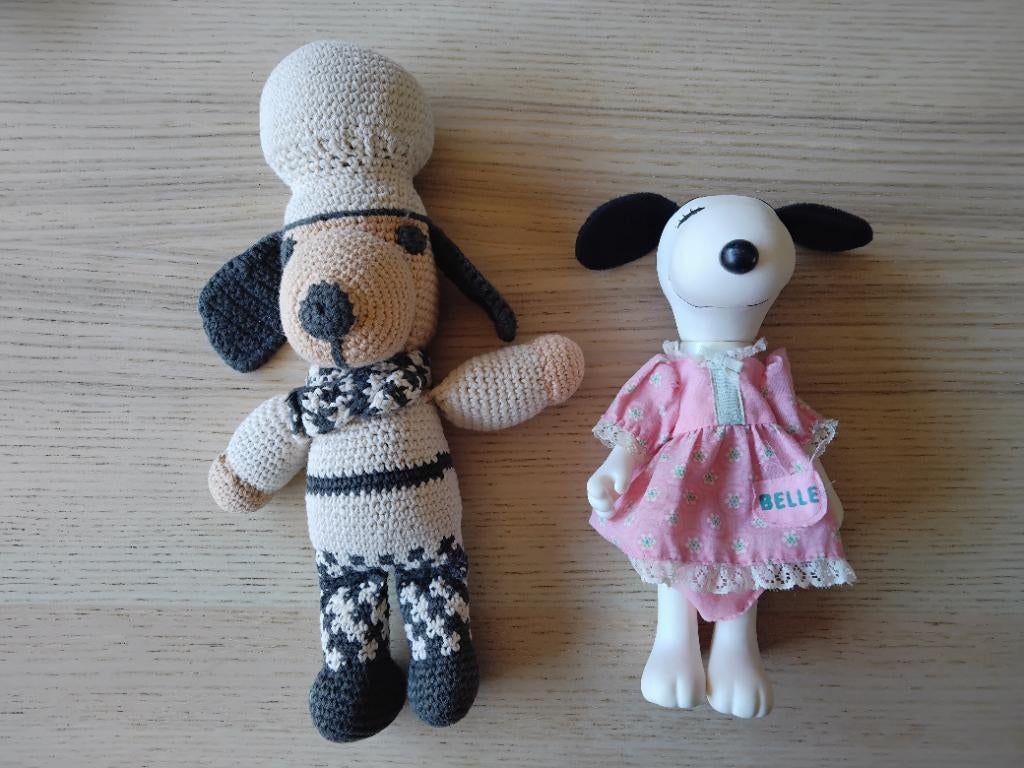 Peanuts gehaakte Snoopy en vintage Belle pop, Verzamelen, Ophalen of Verzenden, Gebruikt