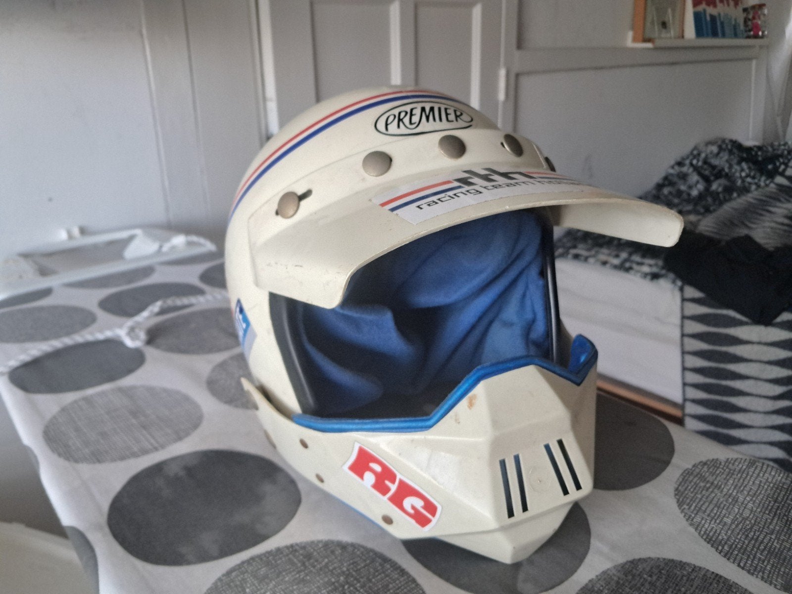 Vintage Premier Super BMX helm jaren 80 – Racing Team Hollan, Ophalen of Verzenden, Gebruikt, Overige maten, Premier