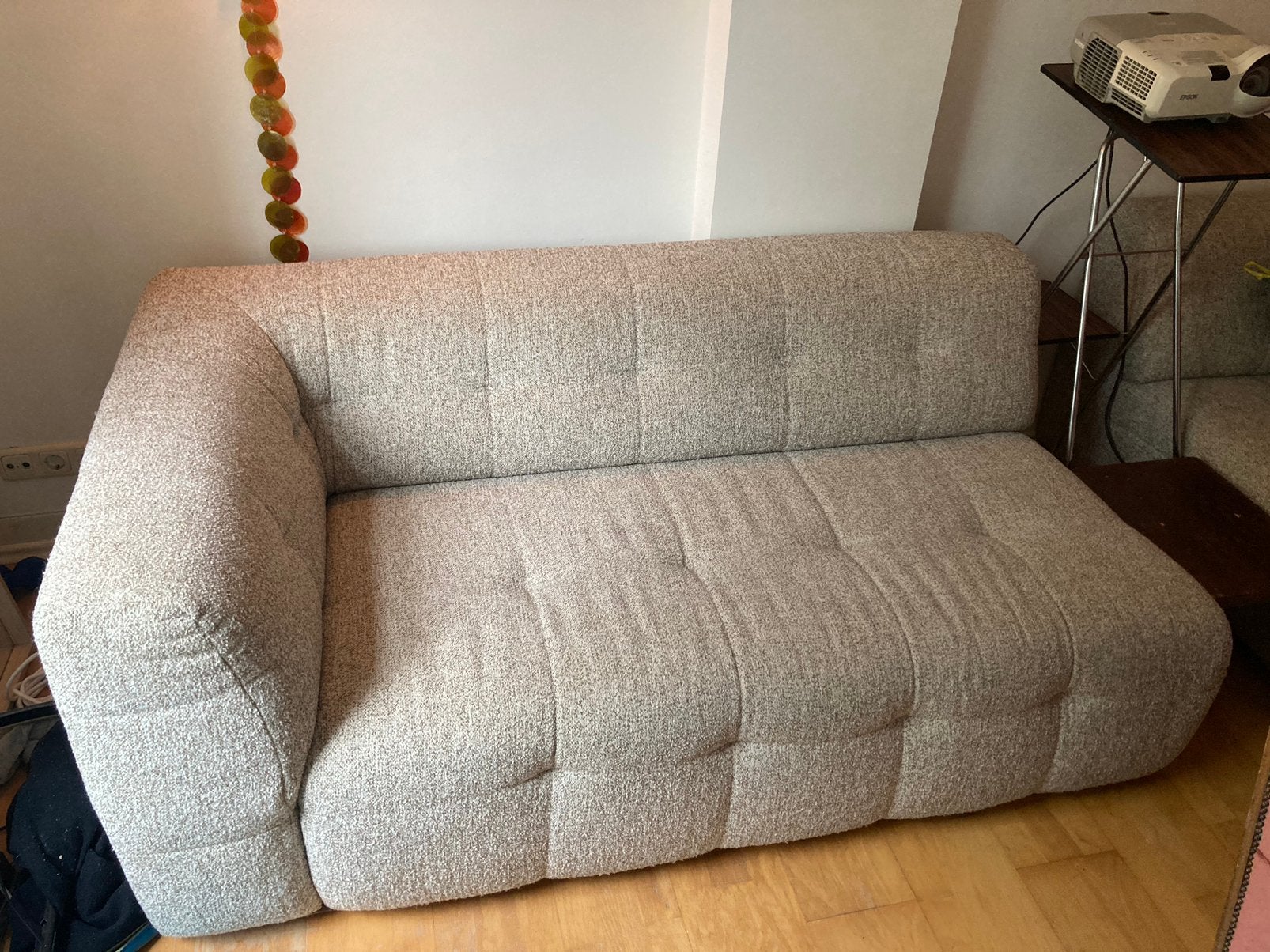 Lumz Luno element/chaise longue beige gemeleerd, Ophalen, 150 tot 200 cm, Tweepersoons, 75 tot 100 cm