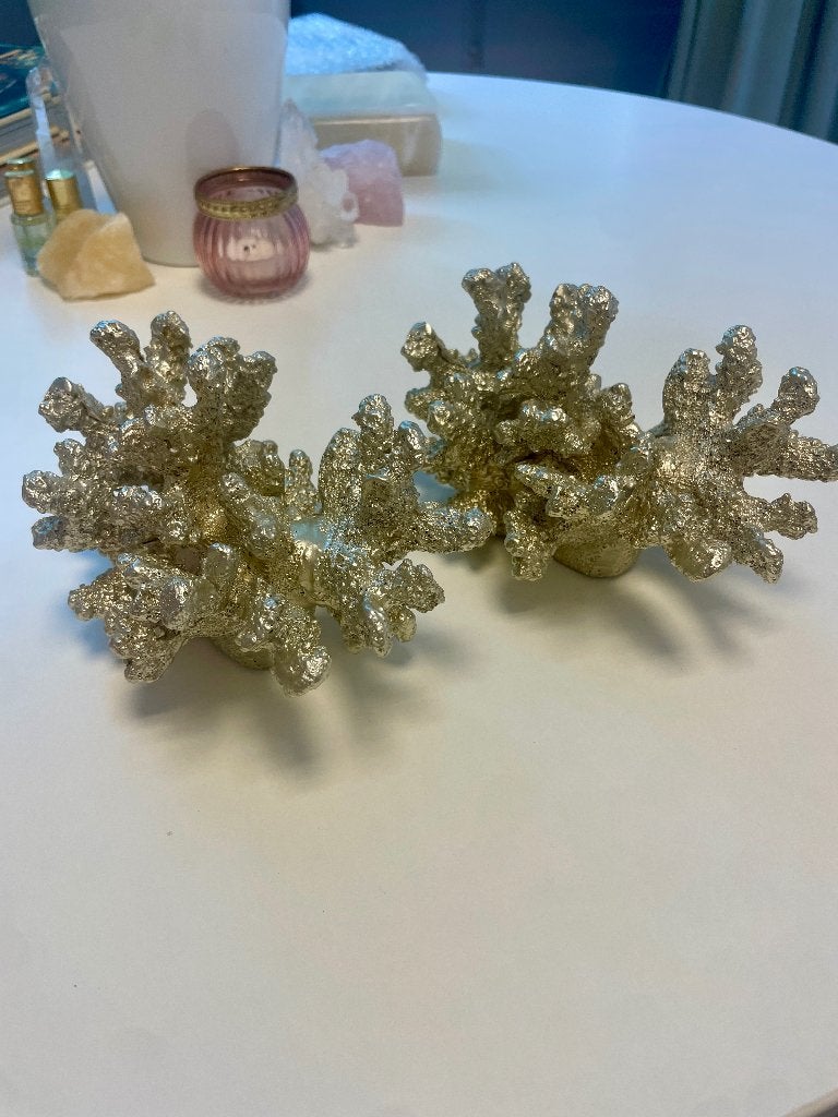 Decoratie koraal | goudkleurig | 2 stuks, Binnen, Overige typen, 10 cm, Nieuw