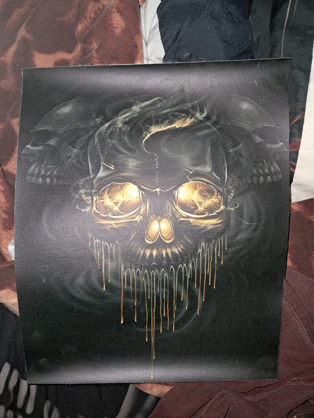 Griezelige schedel print op canvas, Ophalen, Minder dan 50 cm, Gebruikt, Print