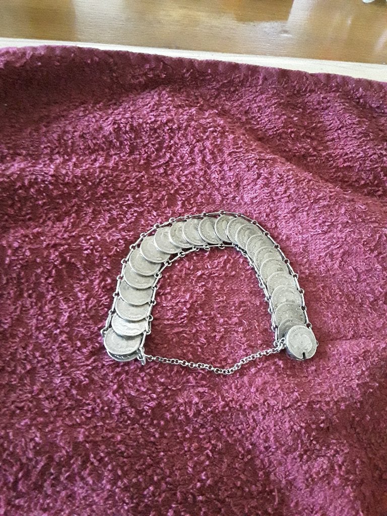 Zilveren dubbeltjesarmband, Ophalen of Verzenden, Zilver