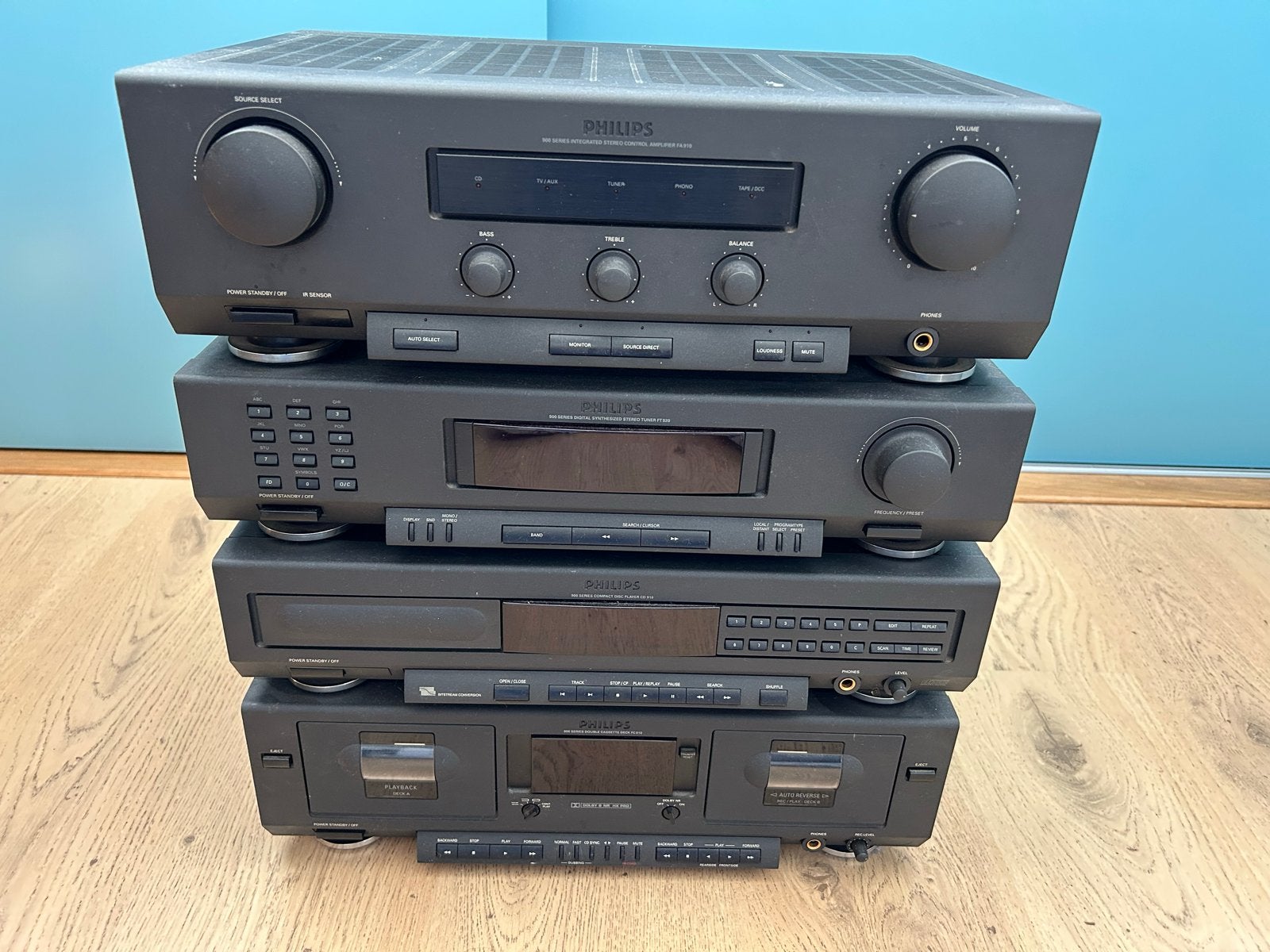 Philips Stereo Set: Versterker, CD-speler, Tuner, Cassettede, Philips, Gebruikt, Cassettedeck, Losse componenten