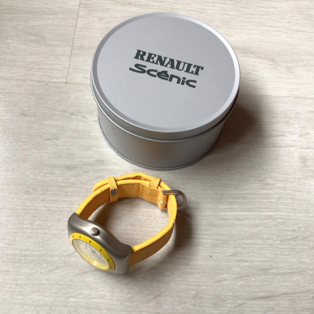 Renault Scénic horloge met blikken doosje, Overige merken, Overige materialen, Polshorloge, Ophalen of Verzenden