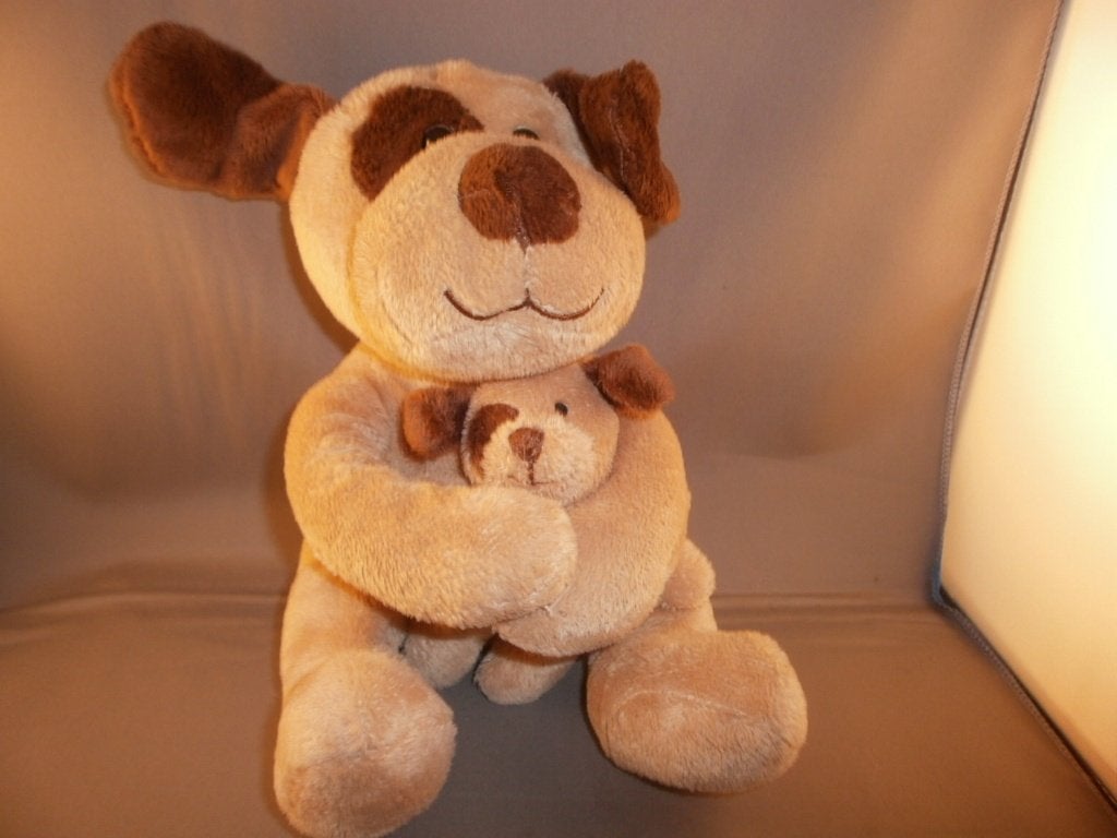Evora hond met jong donker bruin licht bruin 20 cm en zwarte, Overige merken, Nieuw, Wasbaar, Middelgroot (20 tot 80 cm)