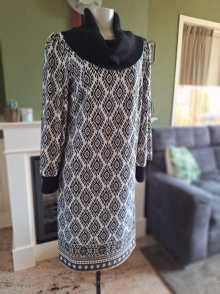 K-Design crème zwarte jurk trui L, K-design, Verzenden, Zwart, Maat 42/44 (L)