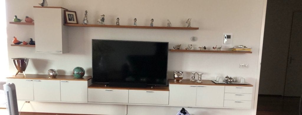 Wandkast wit 400cm, Huis en Inrichting, Kasten | Wandmeubels, Eikenhout, 300 cm of meer, Zo goed als nieuw, 150 tot 200 cm