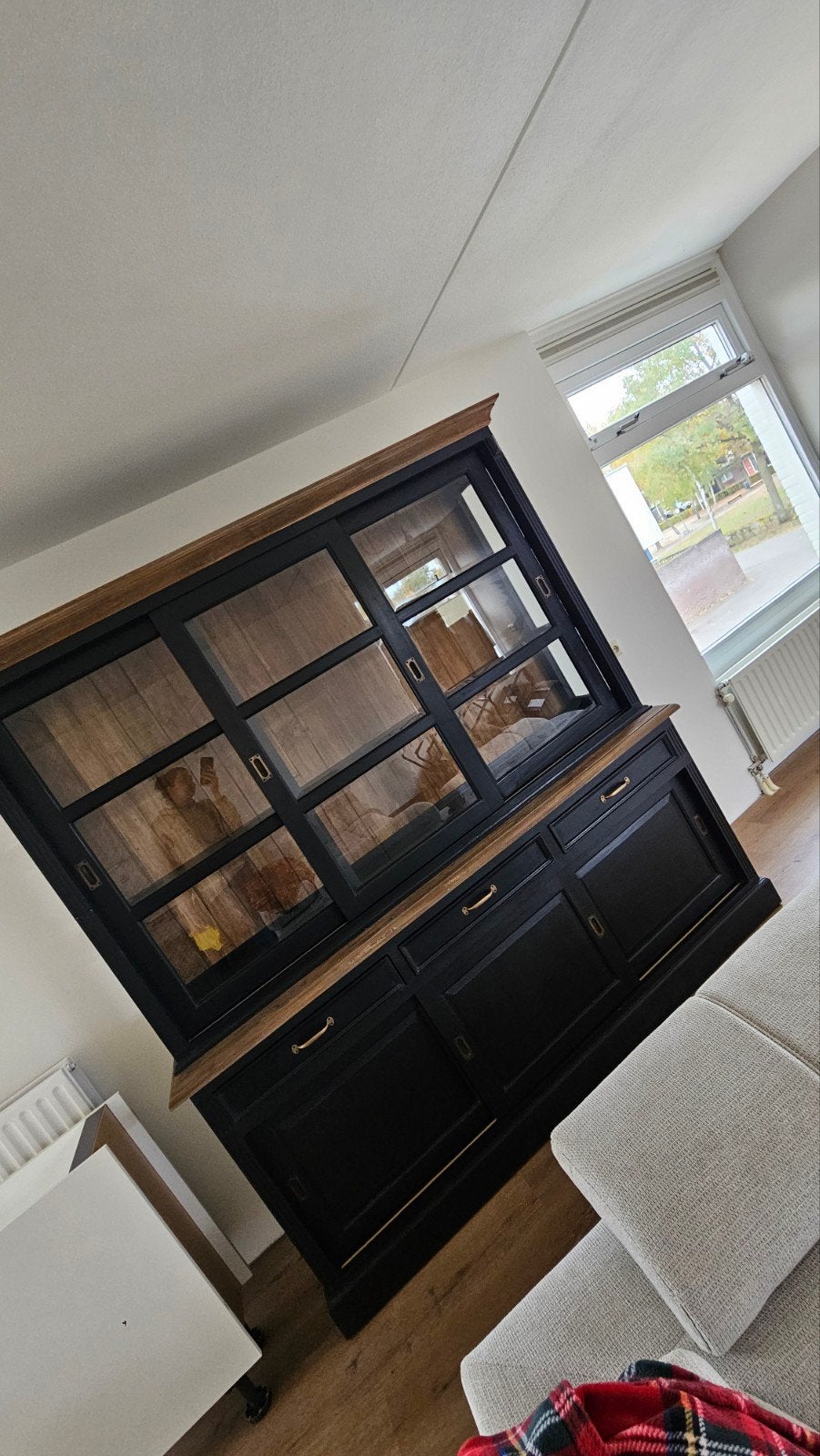 Buffetkast, vitrinekast, Huis en Inrichting, Kasten | Buffetkasten, Zo goed als nieuw, 200 cm of meer, 200 cm of meer, 25 tot 50 cm