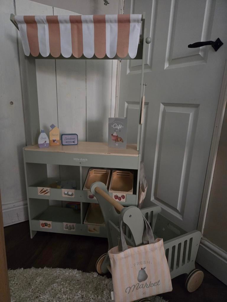 Little Dutch Houten Marktkraam met Winkelwagen, Kinderen en Baby's, Ophalen, Zo goed als nieuw, Jongen of Meisje