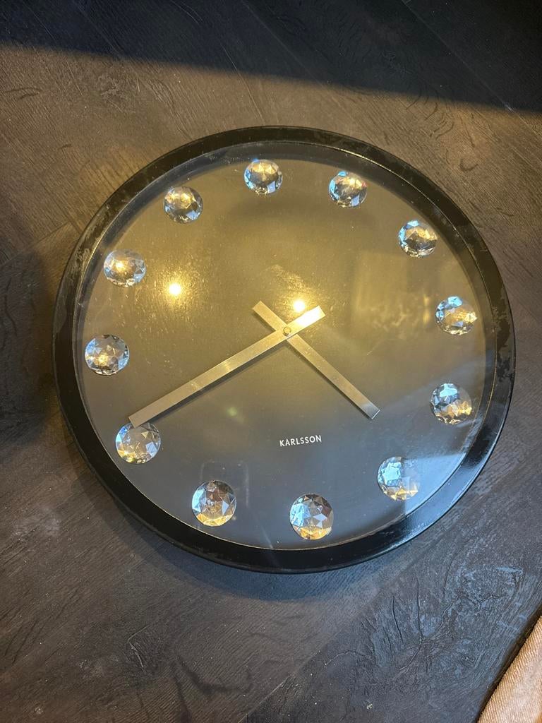 Karlsson Wandklok met Diamanten, Ophalen of Verzenden, Gebruikt, Analoog, Wandklok