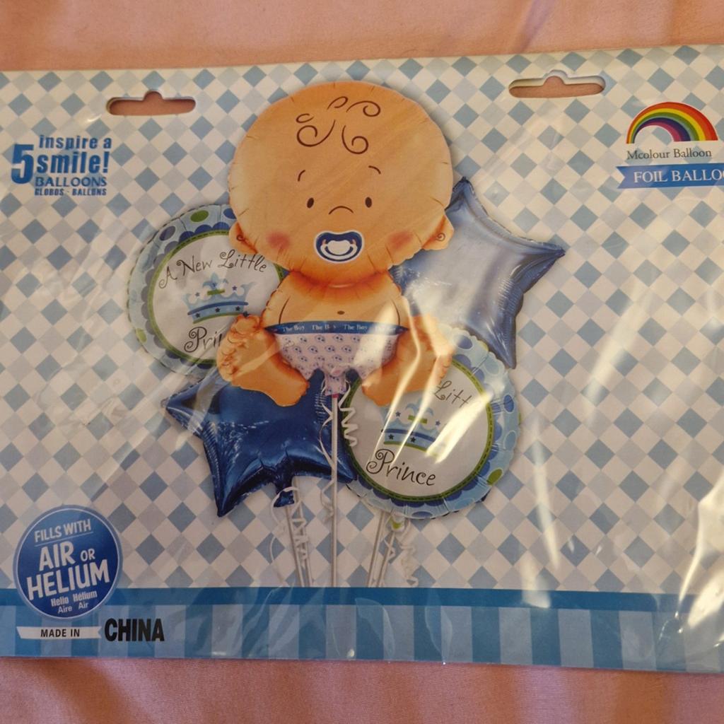 Baby Boy Babyshower Ballonnen Set van 5 - Groot, Ophalen, Nieuw, Versiering, Geboorte of Huwelijk