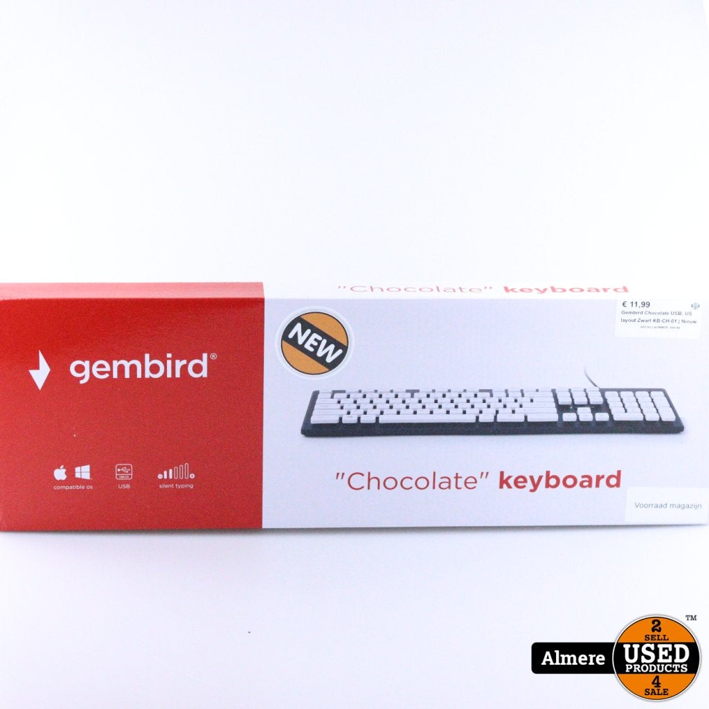 Gembird Chocolate USB, US layout Zwart KB-CH-01 | Nieuw, Gembird, Gebruikt, Info@gembird.eu, Gembird Europe B.V.
Populierenlaan 23, 1200 Brussel
Belgium