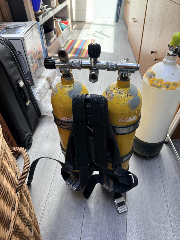 2x7L duik cylinder, Watersport en Boten, Duiken, Ophalen, Gebruikt, Duikfles