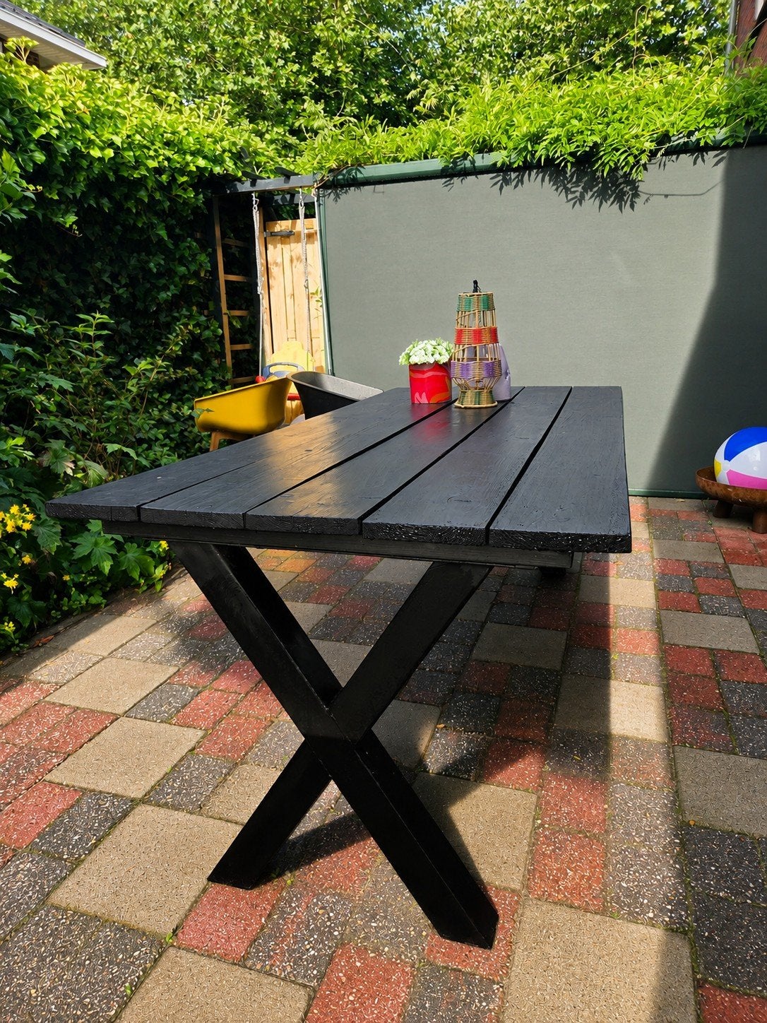 Tuintafel, Tuin en Terras, Tuintafels, Gebruikt, Rechthoekig, Hout, Ophalen
