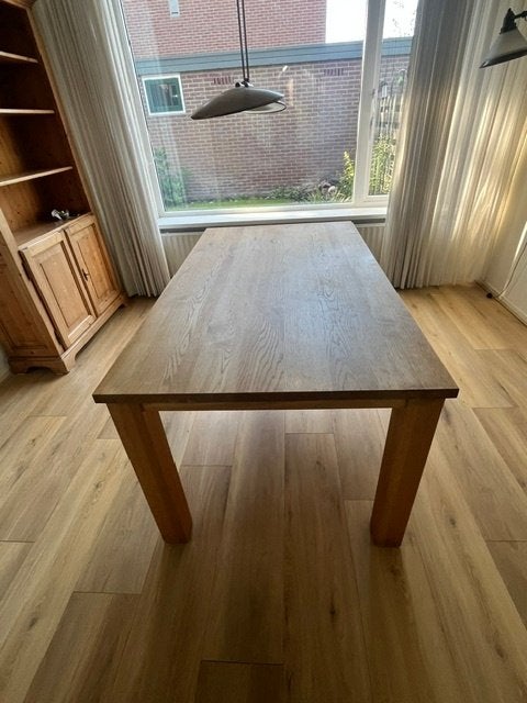 Houten eettafel, Ophalen, Gebruikt, 50 tot 100 cm, 150 tot 200 cm