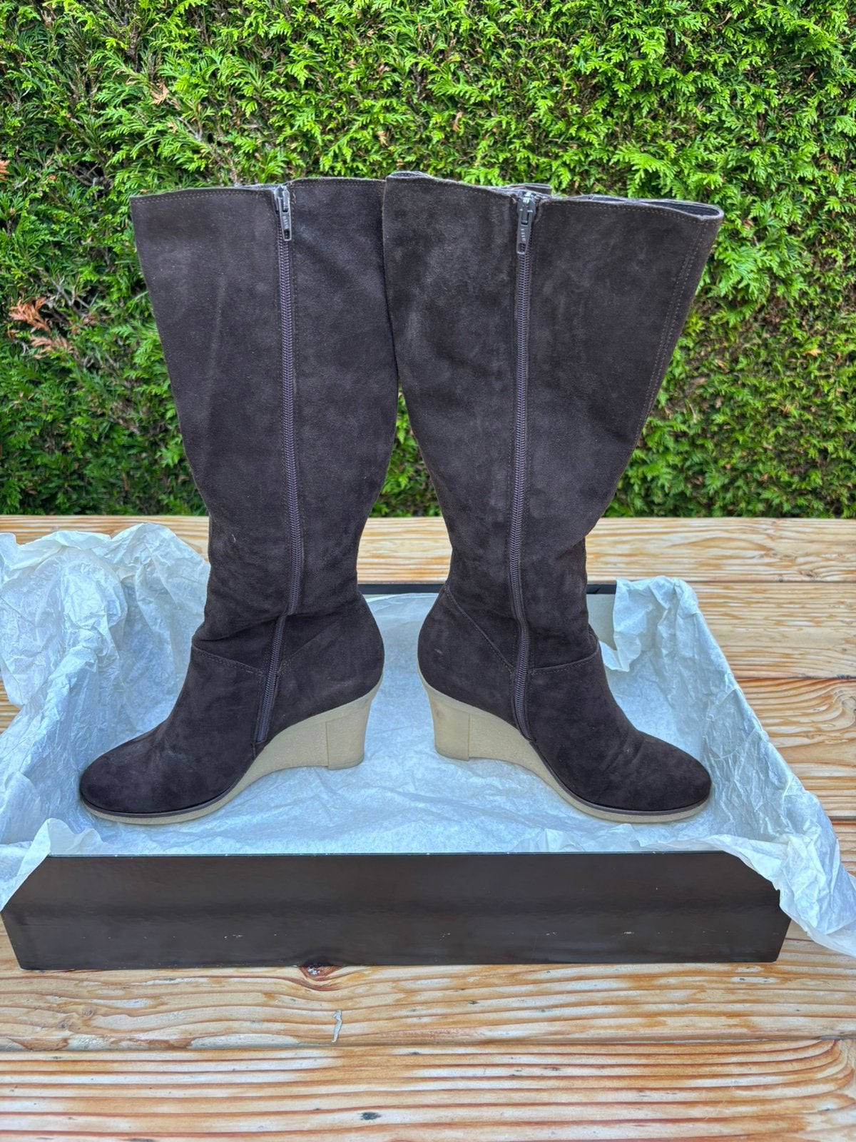 Italiance suede larzen met sleehak, maat 39., Ophalen of Verzenden, Zo goed als nieuw, Hoge laarzen