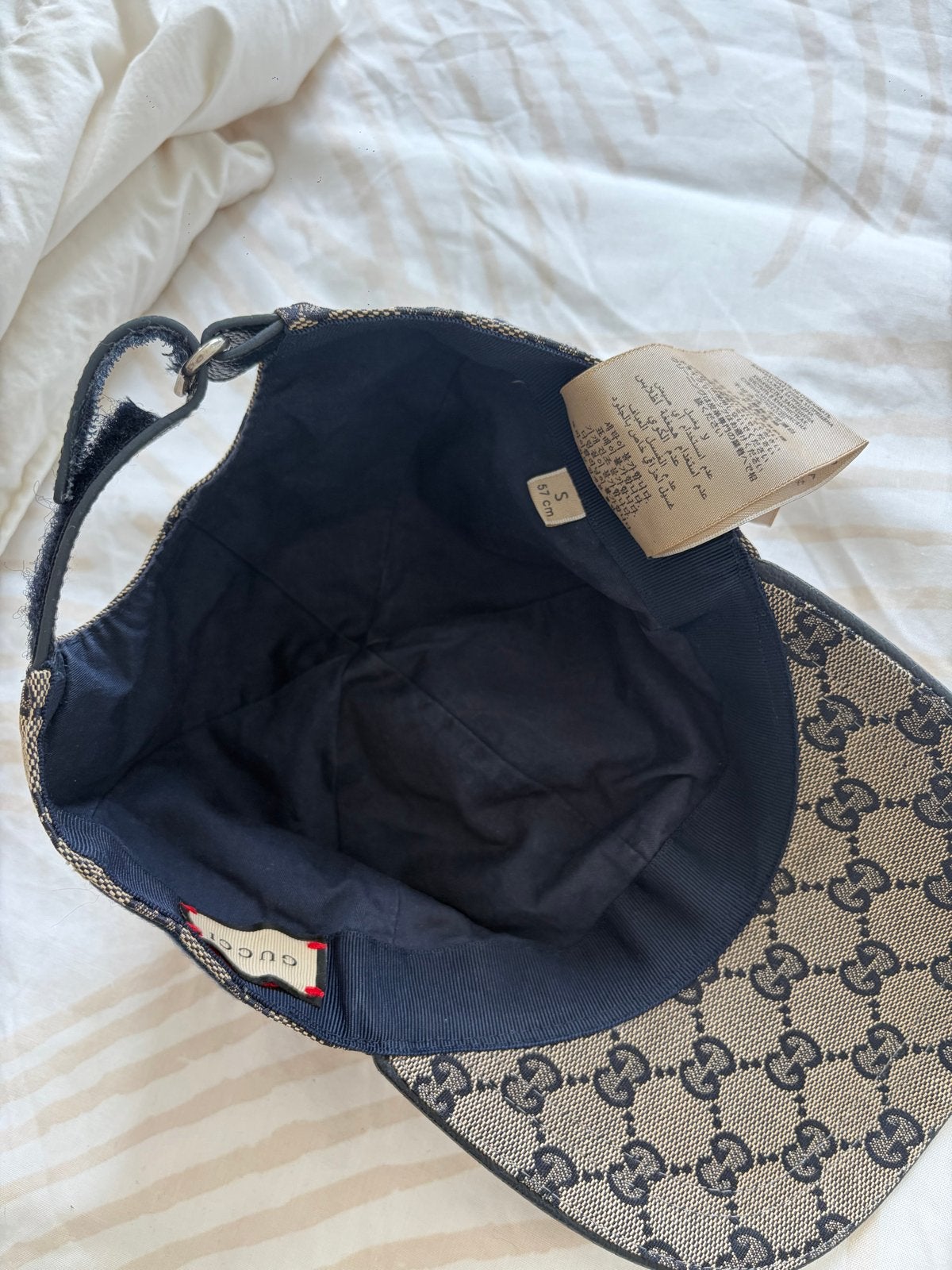 Gucci Original GG Canvas Baseballpet - Beige/Blauw - S/57cm, Ophalen of Verzenden, Zo goed als nieuw, Pet