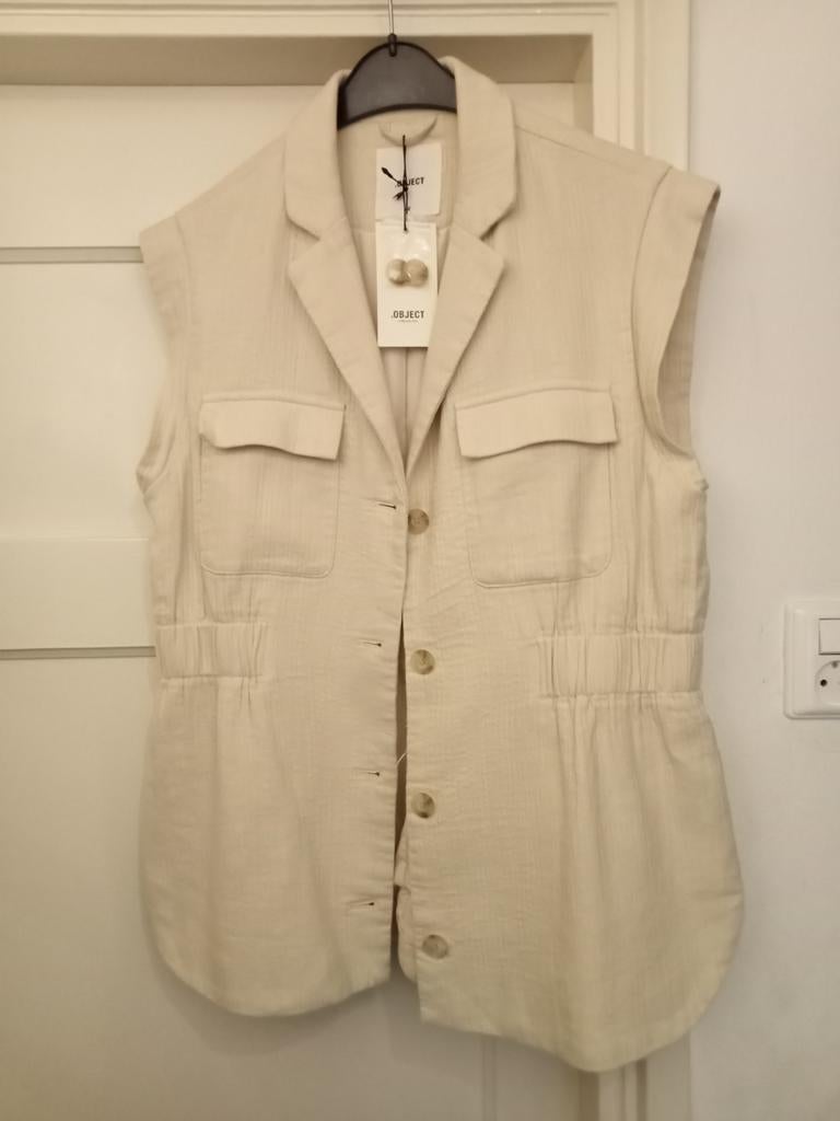 Stoer mouwloos lang gilet, Ophalen of Verzenden, Nieuw, Maat 42/44 (L), Beige