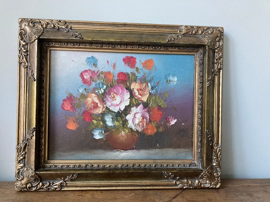 Ingelijst bloemenschilderij, Antiek en Kunst, Ophalen of Verzenden