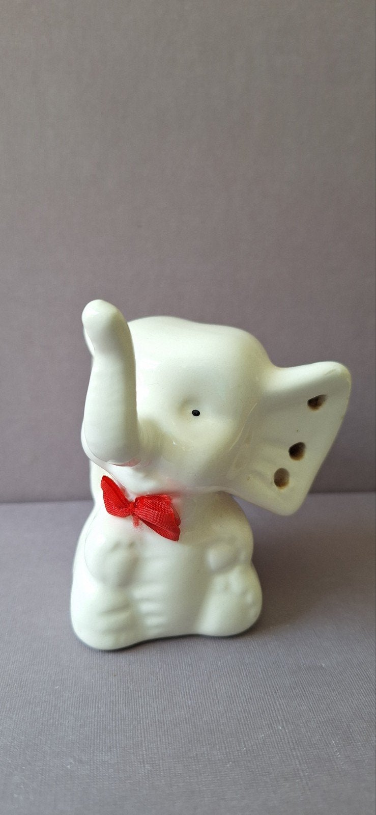 Vintage keramieken olifant ring- en oorbellenhouder, Vintage, Gebruikt, Ophalen of Verzenden, Wit
