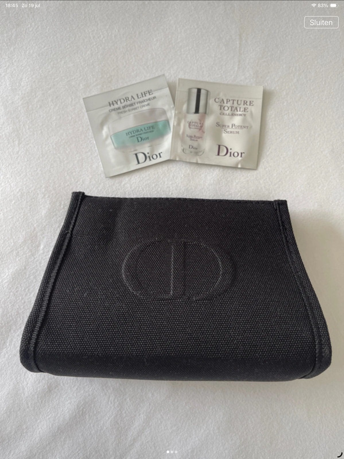 Dior make-up tasje met 2 samples, Verzenden, Nieuw, Zwart, Dame