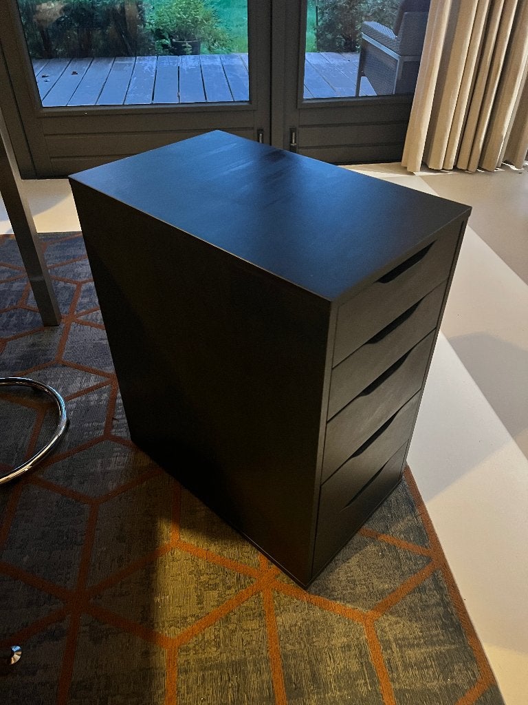 IKEA Alex ladeblok zwart-bruin, Ophalen, Minder dan 50 cm, Gebruikt, 5 laden of meer