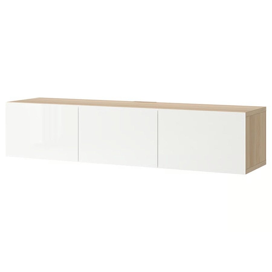 IKEA BESTÅ TV-meubel met deuren, wit/eikenpatroon, Ophalen, 150 tot 200 cm, Zo goed als nieuw, Minder dan 100 cm