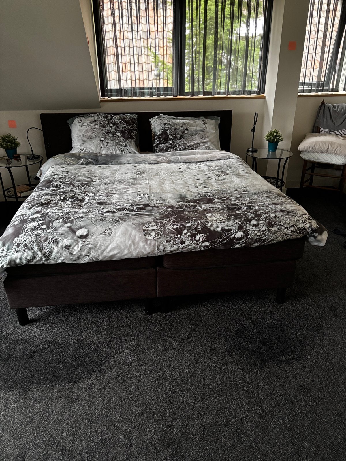 Boxspring 2x90cmx200cm met 2 toppers, Zwart, Tweepersoons, Ophalen of Verzenden, Zo goed als nieuw