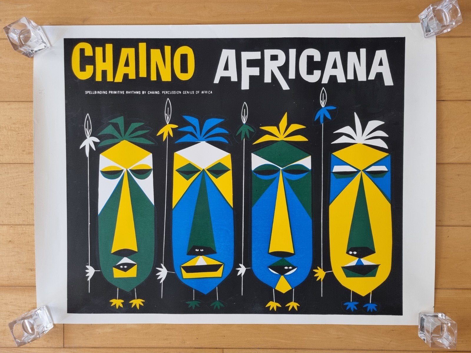 Chaino - 'Africana' zeefdruk poster, Ophalen, Rechthoekig Liggend, Zo goed als nieuw, A1 t/m A3