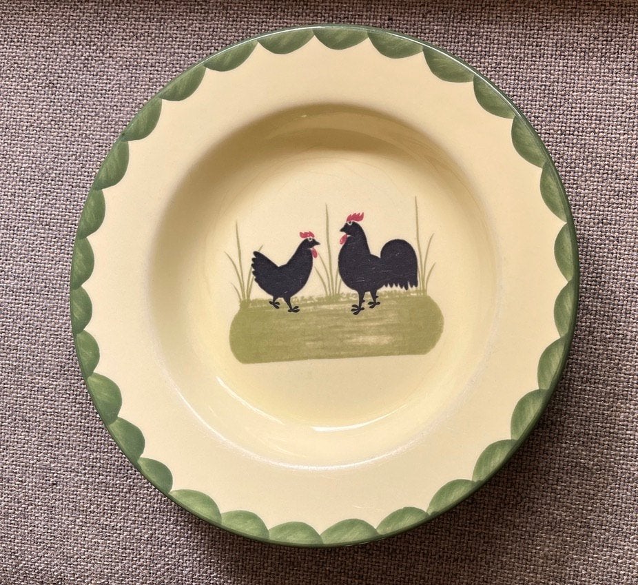 Bord met haan en kip, Ophalen of Verzenden, Porselein, Overige stijlen, Bord(en)