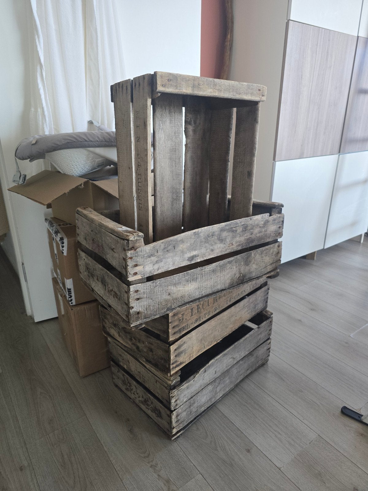 Vintage fruitkisten - set van 4 stuks, Ophalen, Minder dan 50 cm, Gebruikt, 50 tot 100 cm
