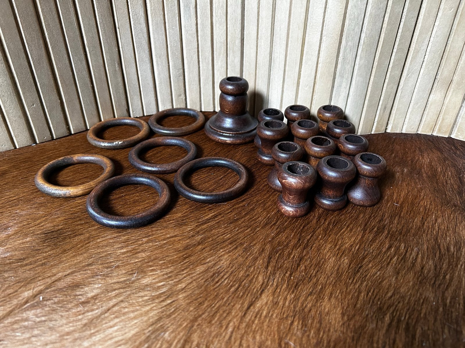 Vintage houten ringen en houders, Ophalen of Verzenden