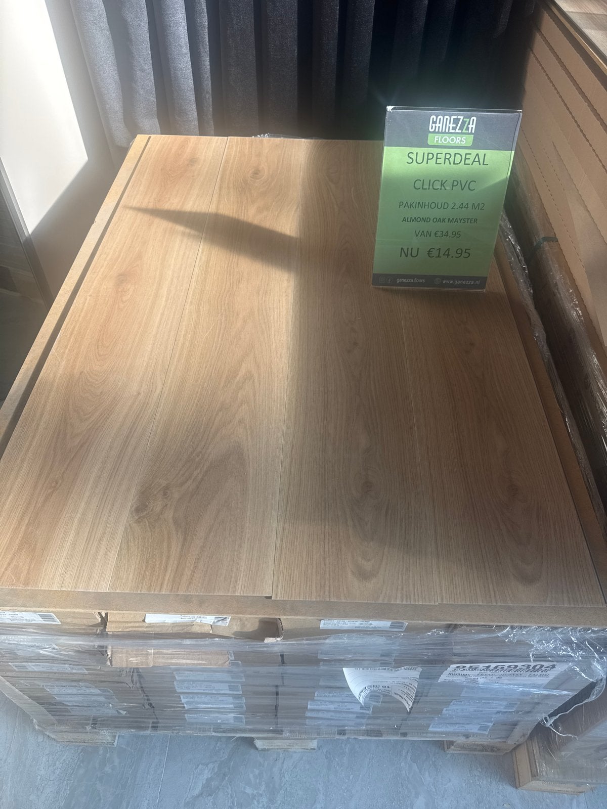 PVC Click Vloer - Almond Oak Mayster - Superdeal!, Doe-het-zelf en Verbouw, Kunststof, 50 tot 150 cm, Overige typen, Nieuw