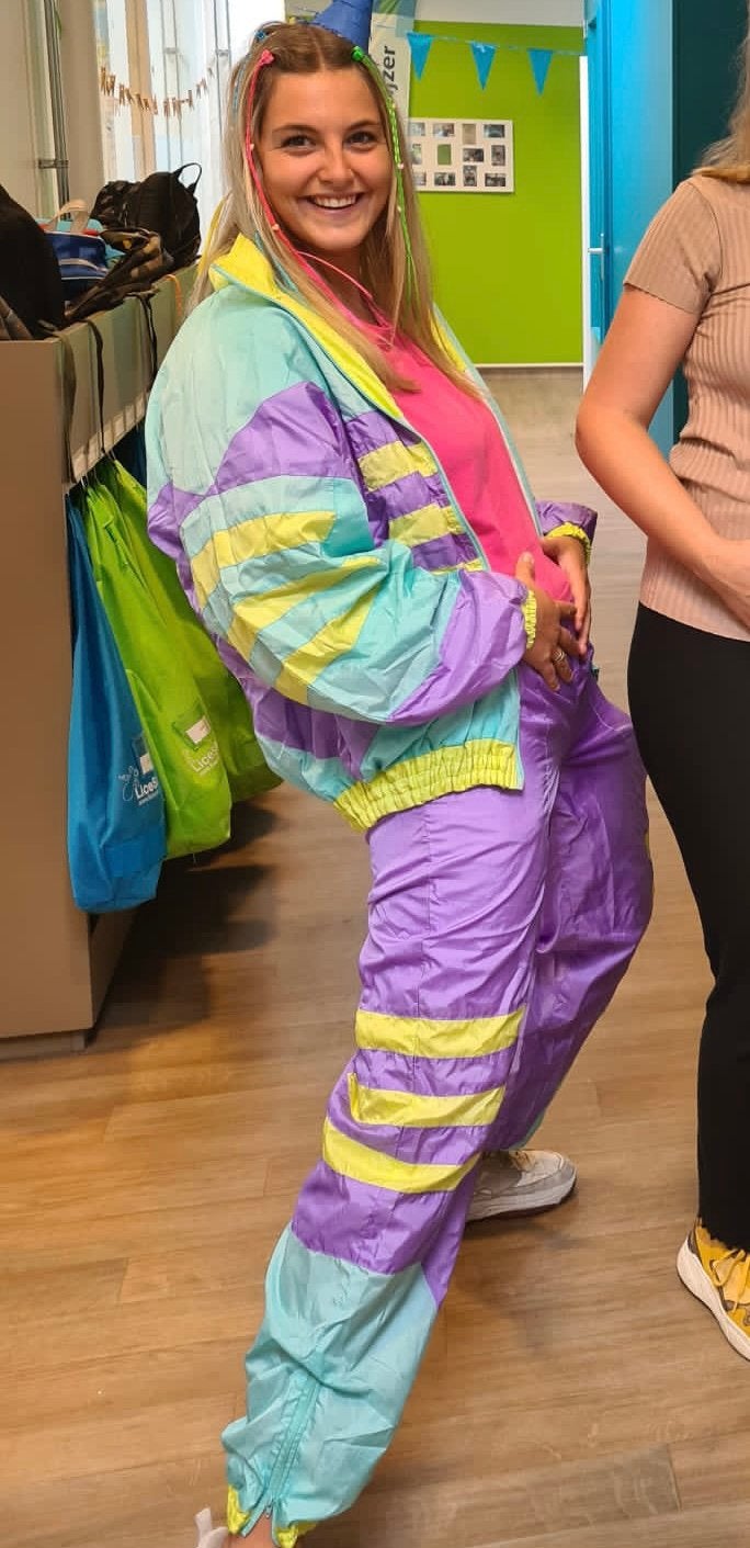 Vintage 80s/90s old school tracksuit trainingspak maat L, Maat 52/54 (L), Carnaval, Ophalen of Verzenden, Zo goed als nieuw