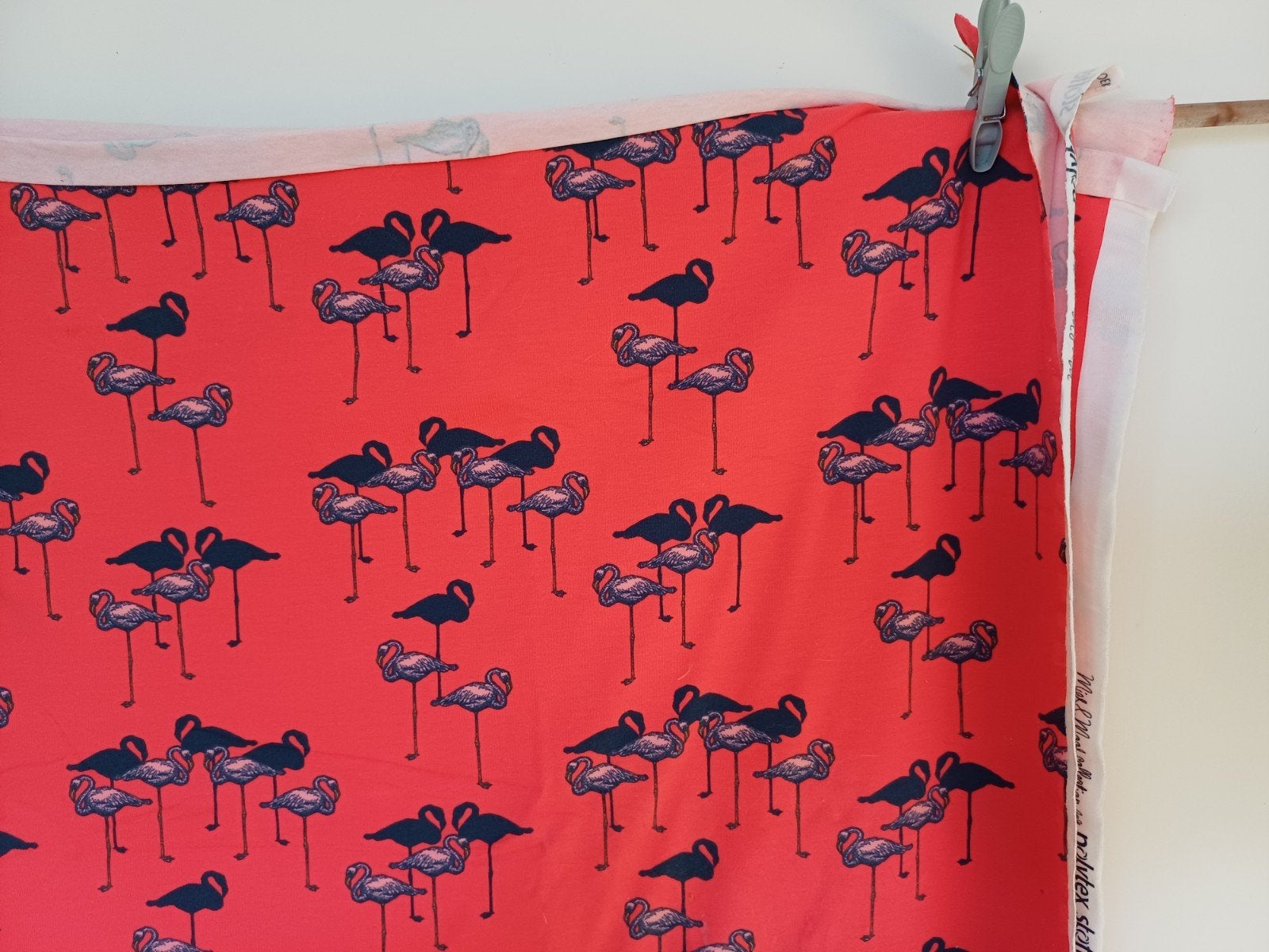 stof stretch flamingo print nieuw, 120 cm of meer, Nieuw, Ophalen of Verzenden, Katoen