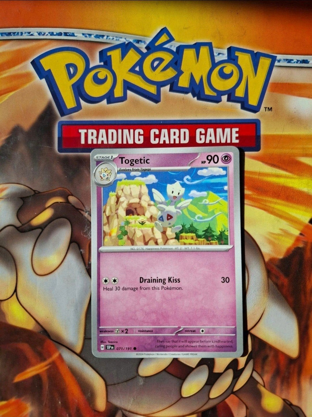 Togetic 071/191 Surging Sparks pokemon kaart nm-mint, Ophalen of Verzenden, Zo goed als nieuw, Losse kaart