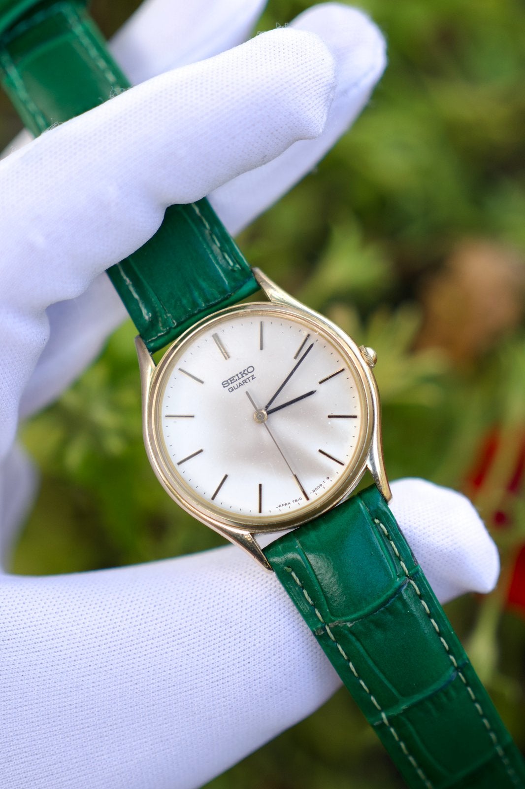 Seiko Quartz 7810-8049 | 1979 | Goudkleurig | Patina, Ophalen of Verzenden, Staal, Overige merken, 1960 of later