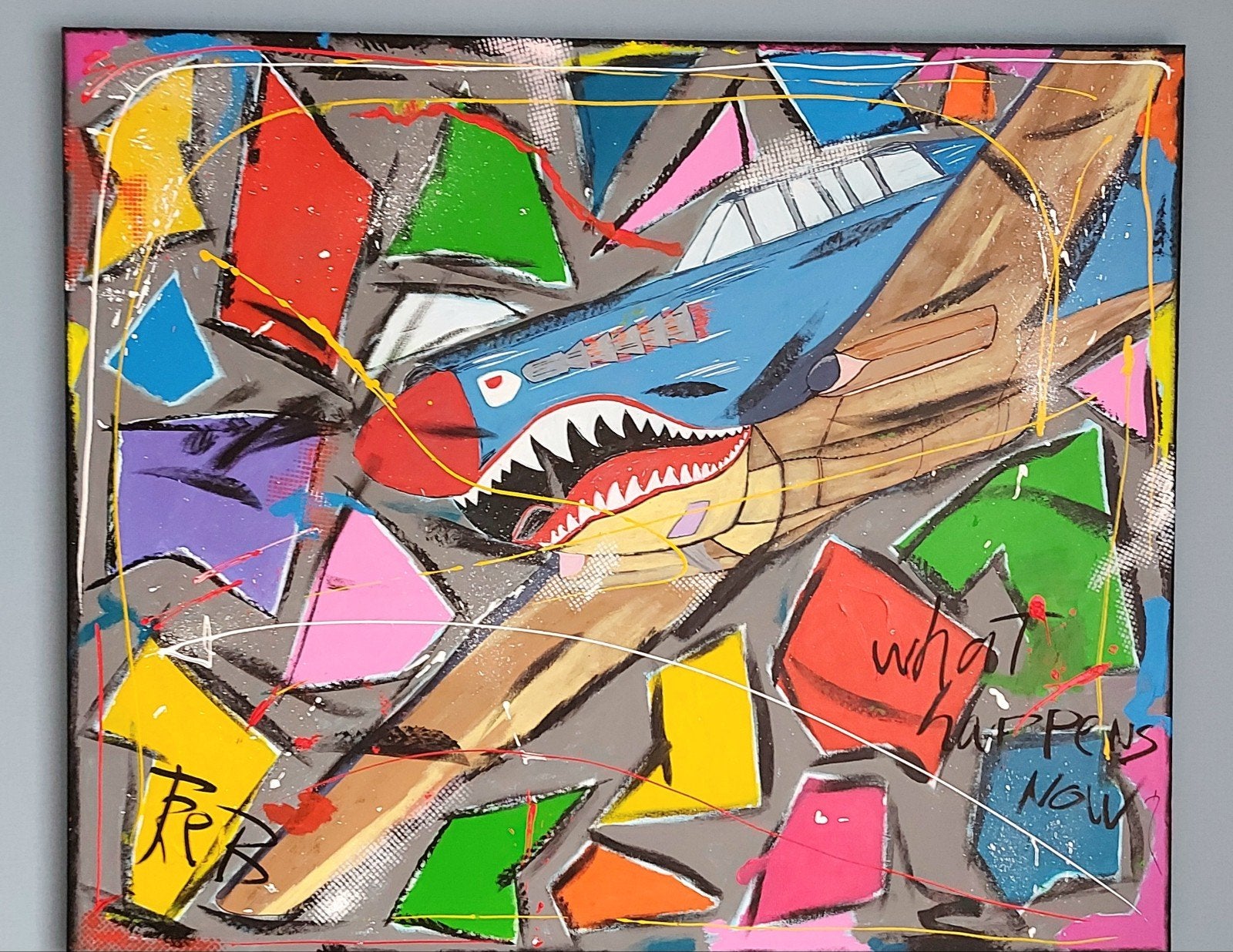 Schilderij Kunst abstract vliegtuig, Antiek en Kunst, Ophalen