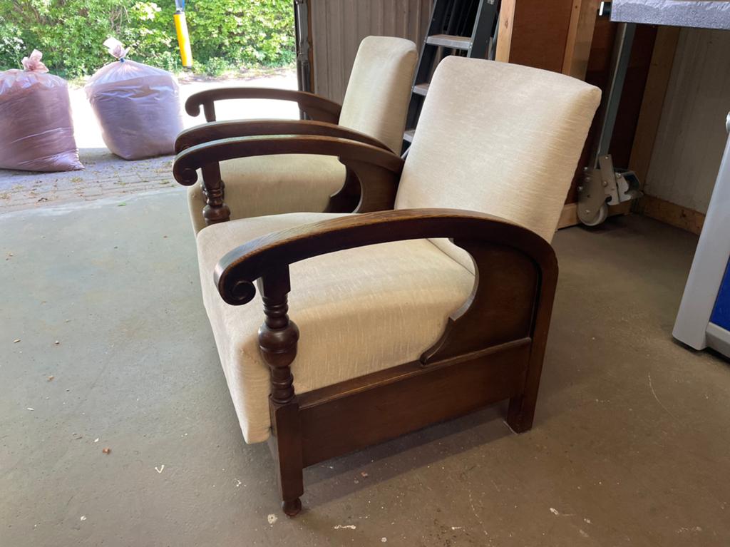 Massief eiken handgemaakte stoelen, Ophalen of Verzenden