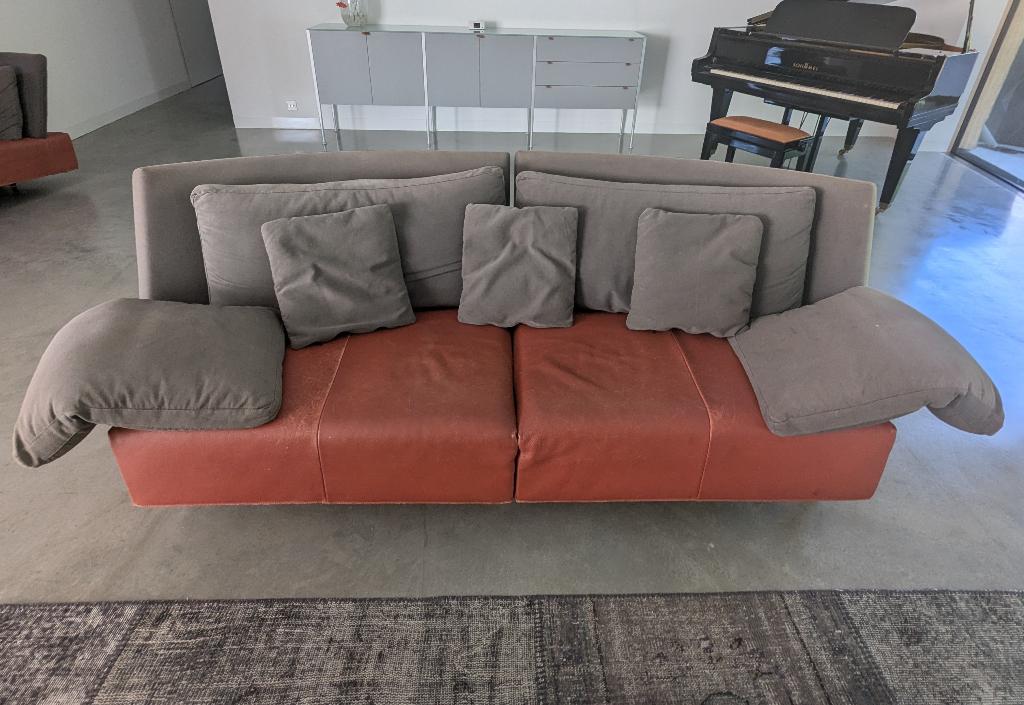 Montis Baku modulaire bank leer met stof, Ophalen, 250 tot 300 cm, Gebruikt, Hoekbank