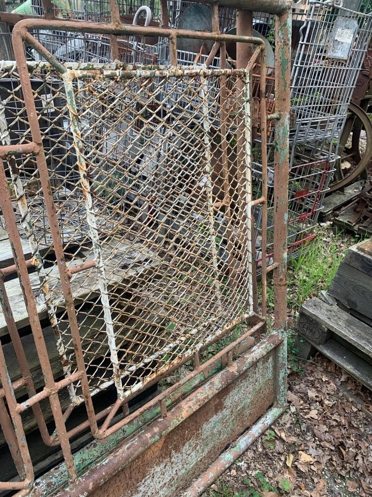 Antiek ijzeren hekwerk met gaaspanelen - 2 stuks, Ophalen, Met poort, Gebruikt, BarrelAtelier