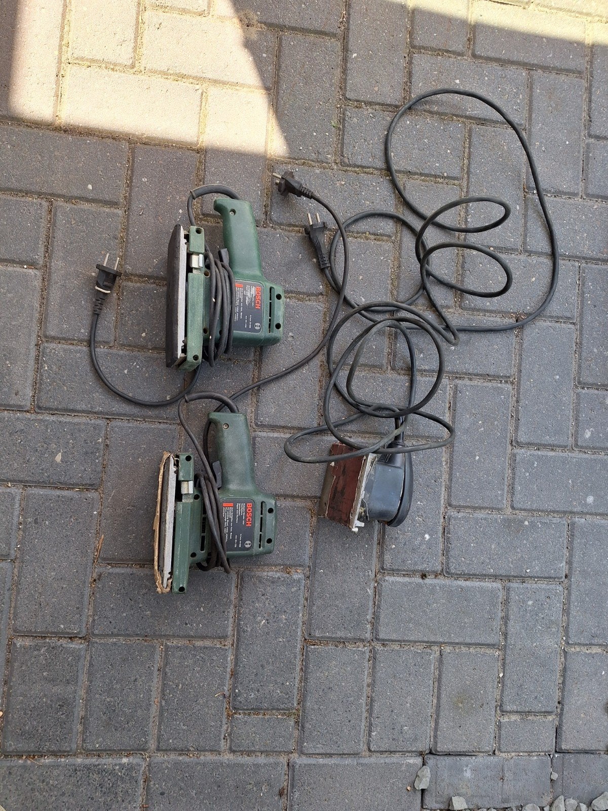 Bosch vlakschuurmachines - Set van 3, Doe-het-zelf en Verbouw, Ophalen of Verzenden, Gebruikt, Minder dan 600 watt, Vlakschuurmachine