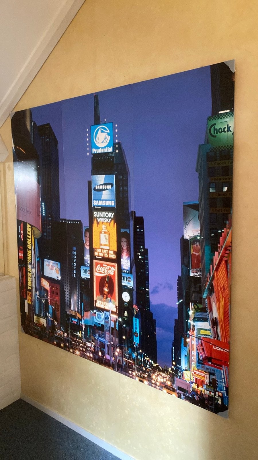 New York Times Square drieluik foto op hout, Gebruikt, Ophalen of Verzenden, 75 tot 100 cm, Foto of Poster